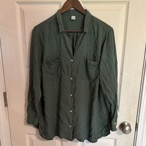 Old Navy Green Button Down Shirt Lightweight Casual